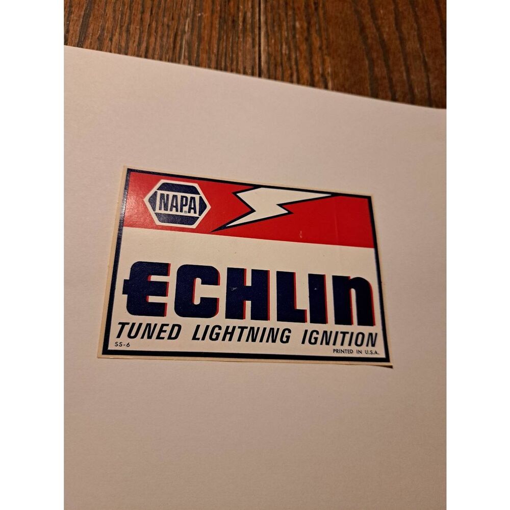 Vintage Rare Original Napa Echlin Tuned Lightening Ignition Car Decal Sticker